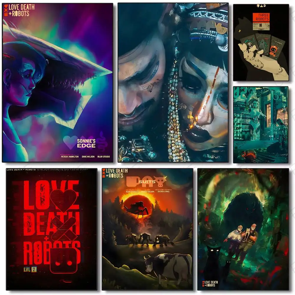 البرامج التلفزيونية الساخنة L-Love Death Robots-MT ملصق فني اللوحة ملصق مع مطبوعات غرفة نوم المنزل غرفة المعيشة الديكور هدية