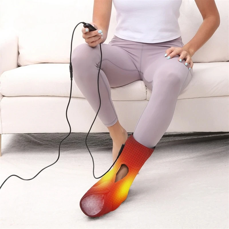 Electric Heated Foot Massager Brace 3 Gear Vibration Massage Winter Foot Warmer Foot Muscle Relaxation Adjustable Size
