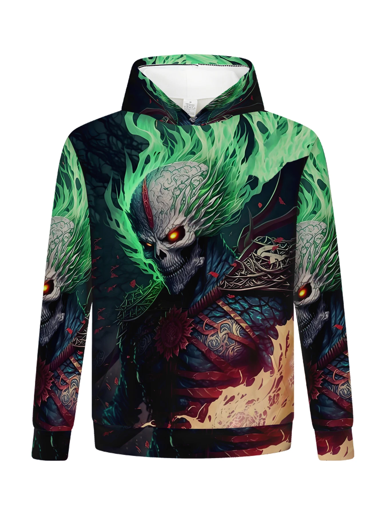 2024 New Outdoor Death Skull Print Street HIPHOP Fall And Winter Men's Hooded Sweater 3D Print Digital Fashion Men's Clothing