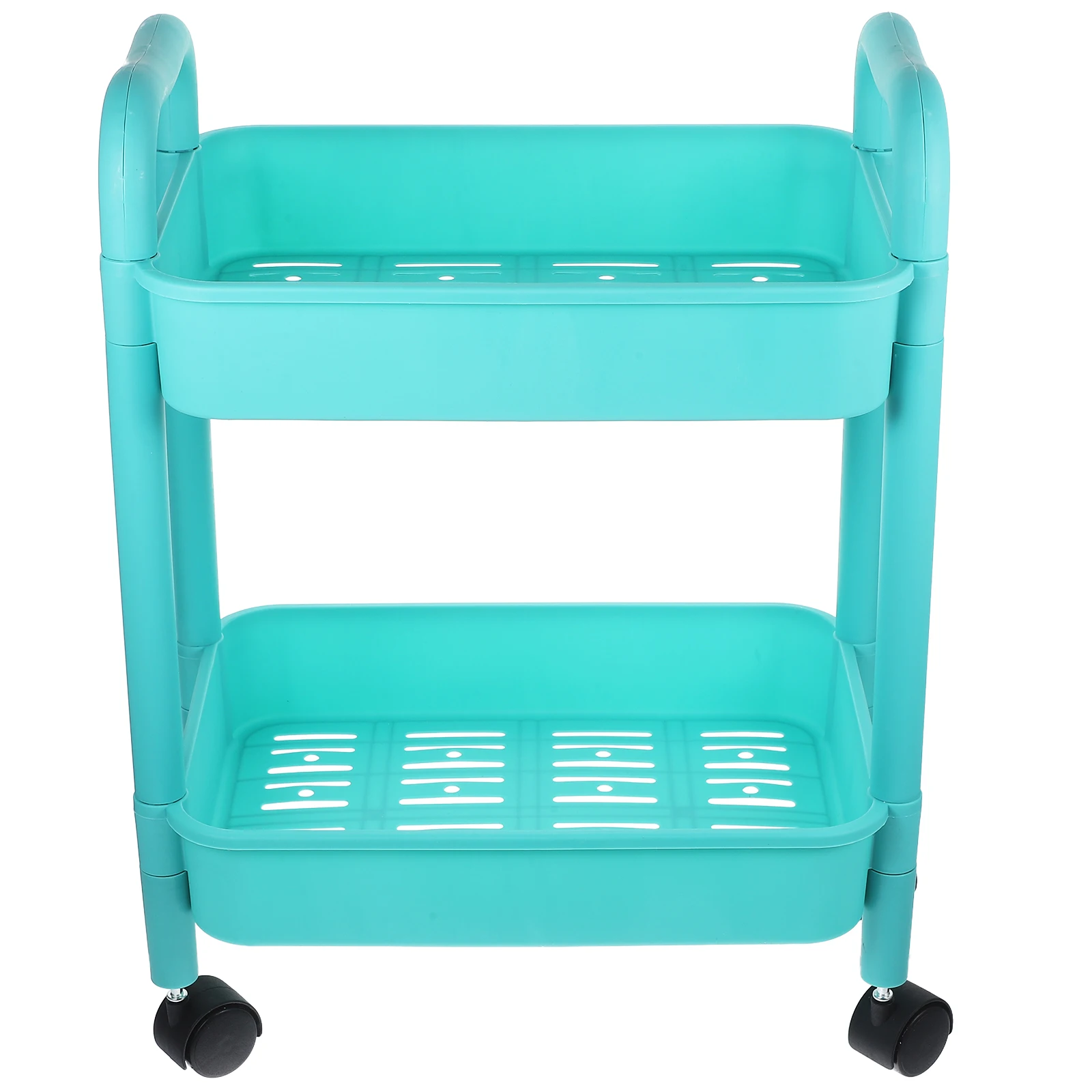 

Movable Rolling Storage Rack Double Layer Multi-Function Organizer Utility Cart For Kitchen Garage Laundry Room Light