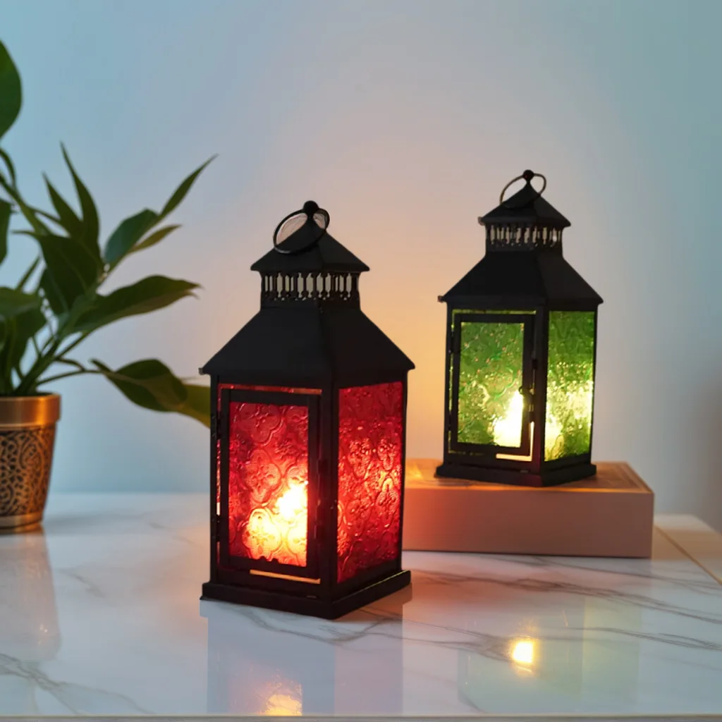 New Moroccan wrought iron candle holder color small lantern household atmosphere decoration ornament