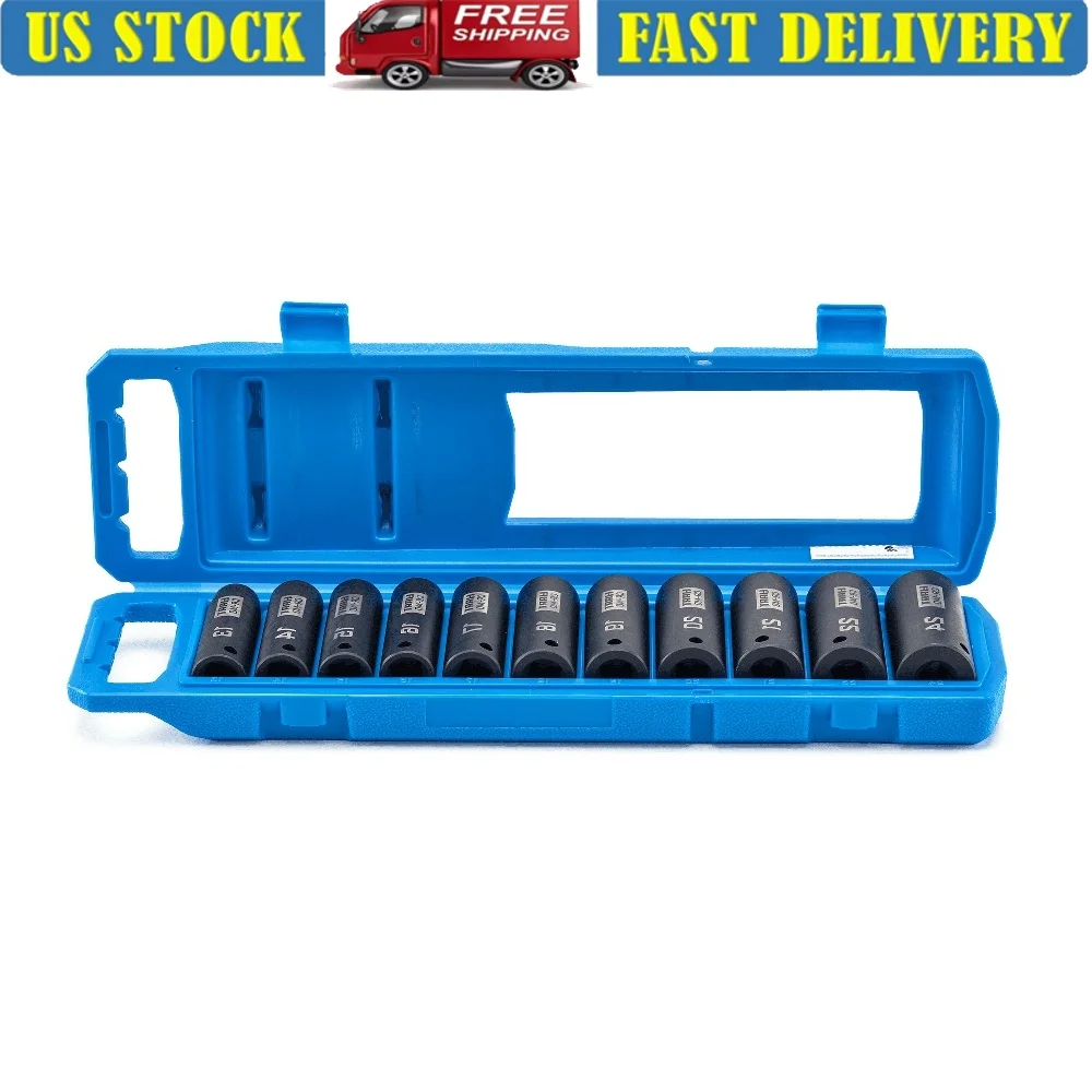 

Набор из 112-дюймовых метрических ударных головок, устойчивый к ржавчине марганцево-фосфат, большие лазерные гравированные маркировки, автомобильные инструменты