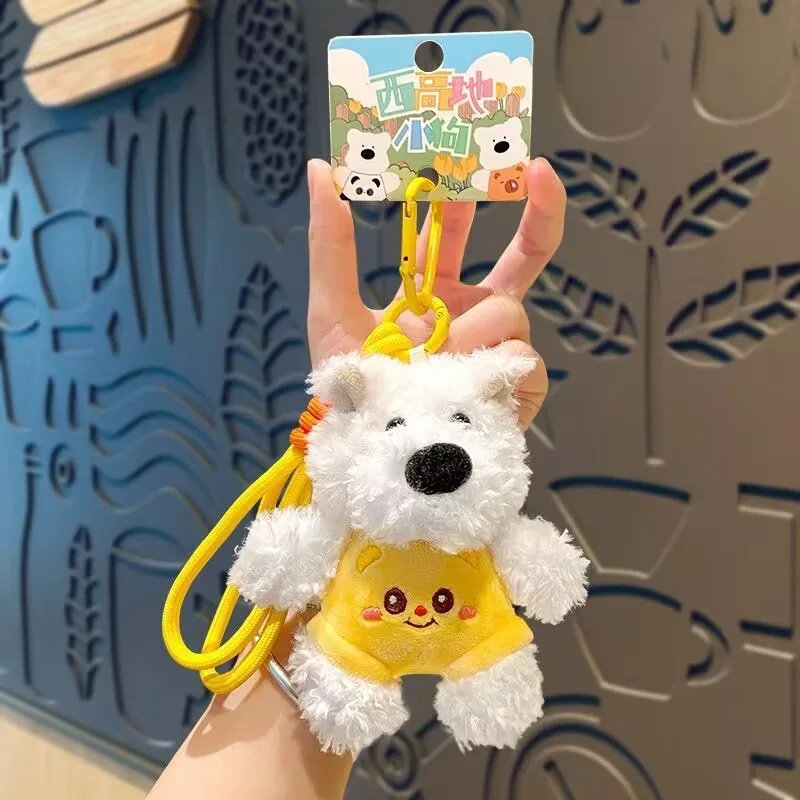 Cartone animato creativo Mengmeng West Highland cucciolo portachiavi per auto borsa per bambola di peluche piccolo ciondolo piccolo regalo