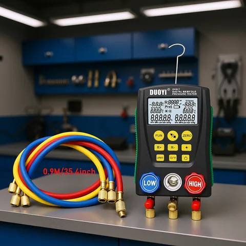 Digital refrigeration pressure gauge, air conditioning temperature detector, multi-function vacuum pressure test tool kit