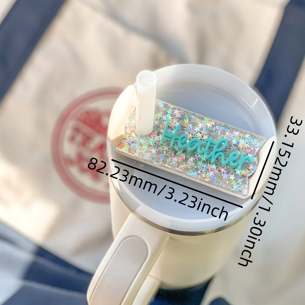 1PC Custom PMMA Cup Charm - Personalized Engraved Name, Shiny Design, DIY, Laser Engraved, Ideal Daily Use Accessory & Sparkling