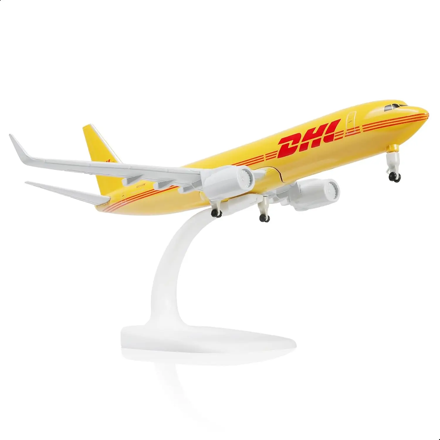 

Детская игрушечная модель самолета B737 DHL Airways, 20 см, из металлического сплава, литая, для взрослых, с колесами, коллекционная, подарок