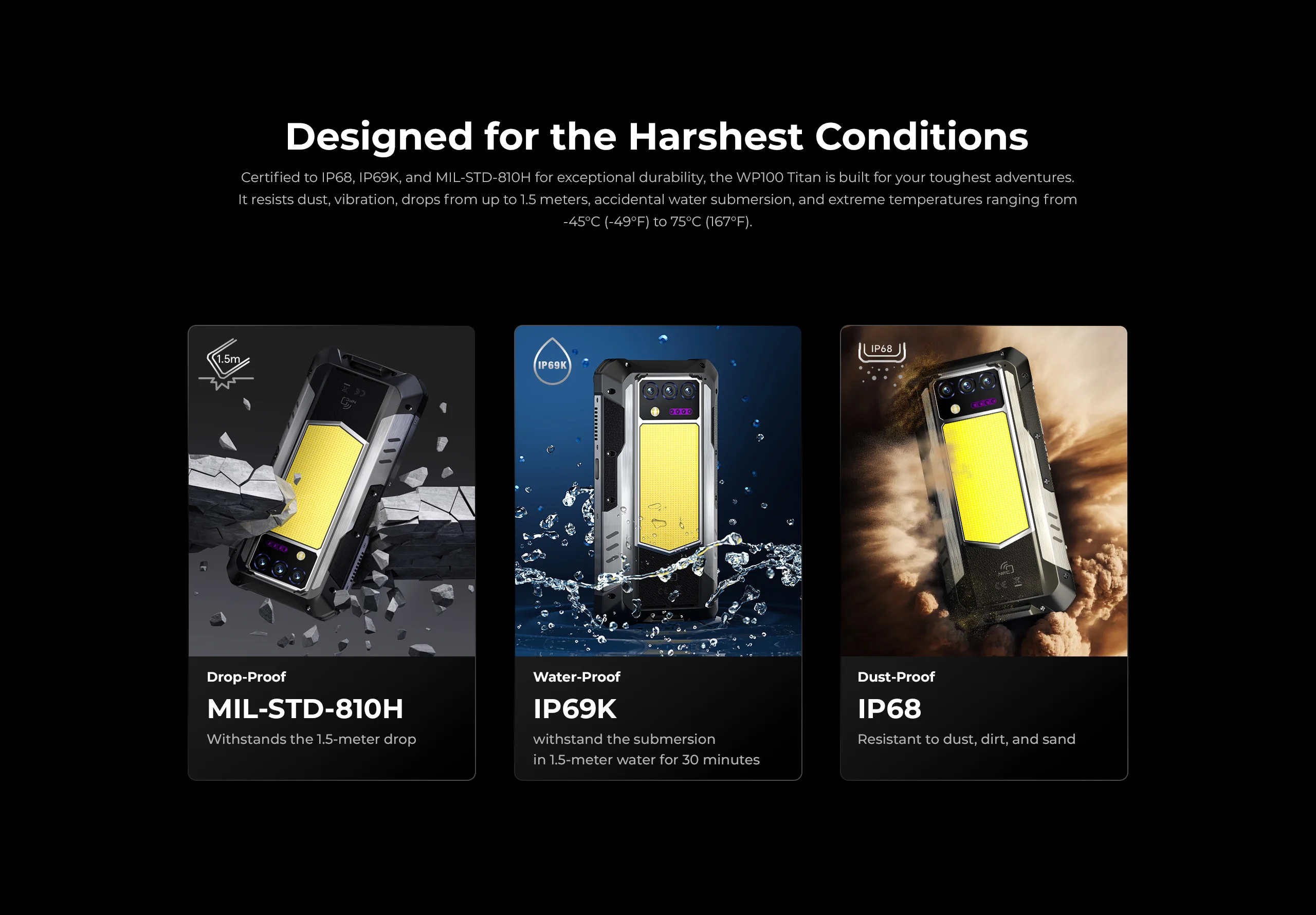 OUKITEL WP100 TITAN Android 14 33000mAh 66W 36GB(12+ 24) 512GB Rugged Smartphone 200MP laser projector Camping Light 6.8'' 120Hz