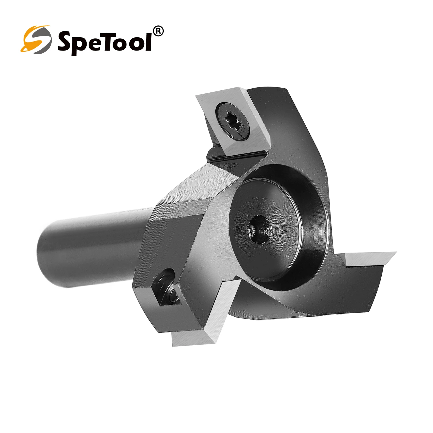 SpeTool 1pc CNC Spoilboard Surfacing Router Bit 1/2 Inch Shank 3-Flute Carbide Insert Slab Flattening Router Planer Bit for Wood