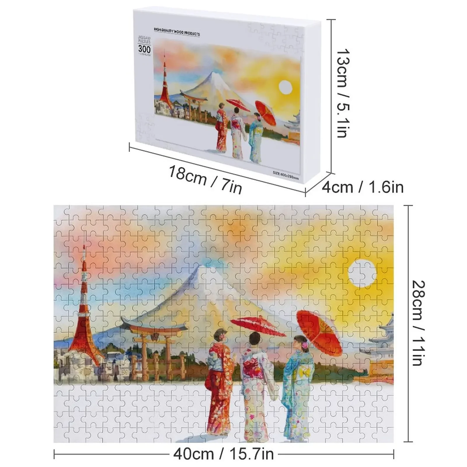 اليابان اللوحة بازل قطع Woodens للبالغين بانوراما مخصص شخصية اسم خشبي مخصص الطفل هدية لغز