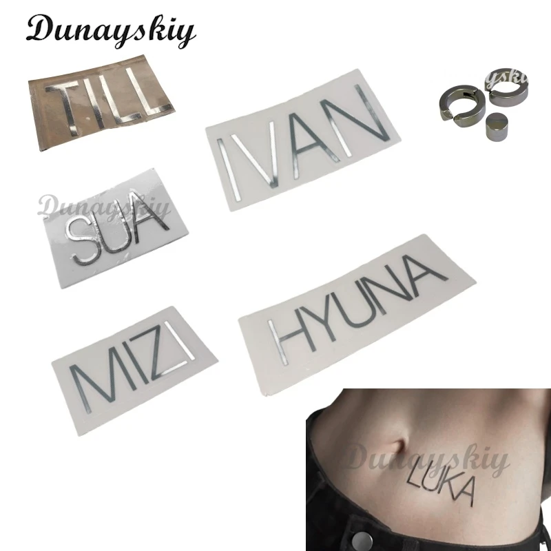 ALIEN STAGE Mizi Sua Luka Till Ivan HYUNA Cosplay srebrny błyszczący Choker naszyjnik naklejki z imionami Prop wydajność boże narodzenie