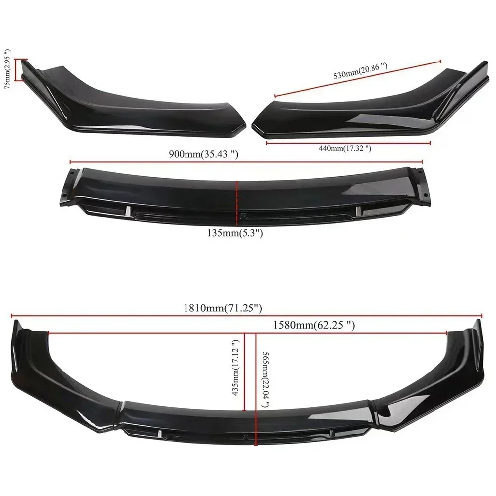 For Audi A4 S4 A6 S6 Wagon Awant B6 B7 B8 Universal Front Lip Bumper Universal Spoiler Splitter Diffuser Bodykit Accessories