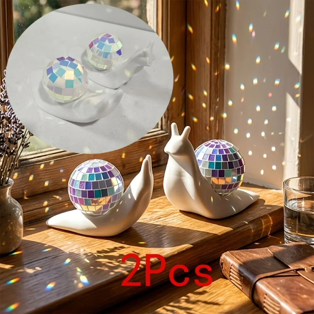 2pcs Snail Disco Ball Sunshine Catcher Indoor Window Light Spot Refractor Creative Desktop Ornaments Home Decoration