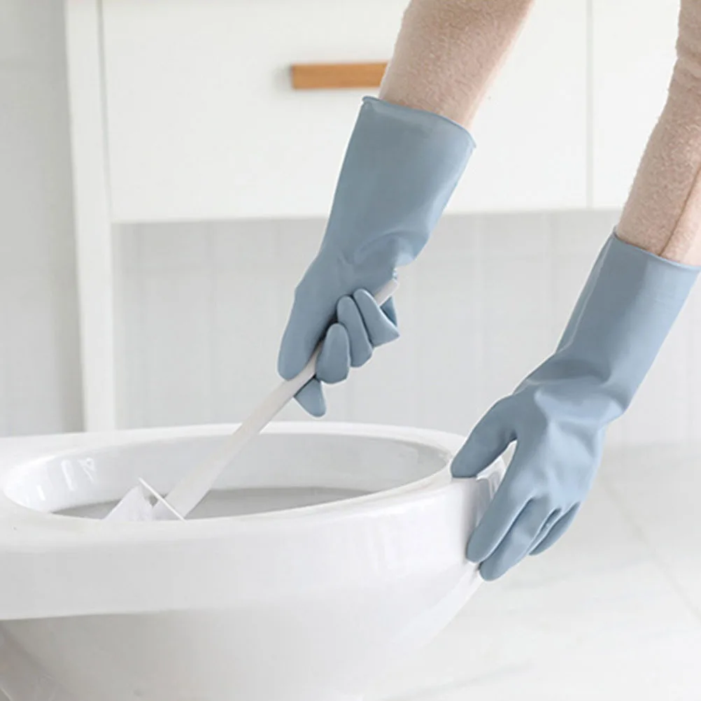 

1Pair Waterproof Kitchen Gloves Blue Heavy Duty Cleaning Mitts for Dishwashing Hand Wash Pet Care Garden Car Detailing Tasks