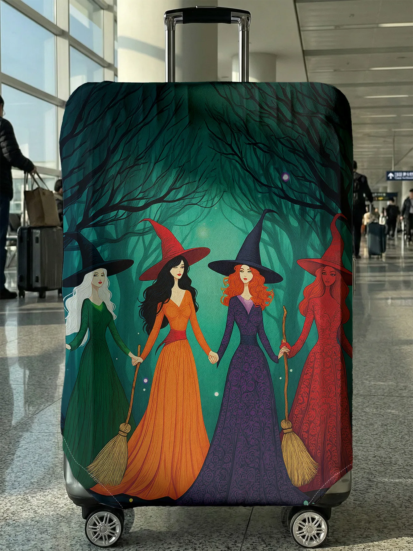 

Forest Witches Quartet Halloween Luggage Cover, Suitable for 18-32 Inch Luggage Cover, Luggage Handle Glove, Travel Accessories