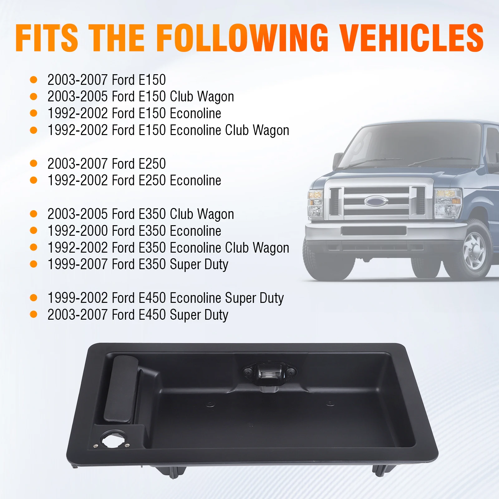 For Ford Econoline 1992-2008 E150 E250 E350 Car Rear Exterior Door Handle & License Plate Bracket 6C2Z15434A20AA F6UZ15434A20AAA