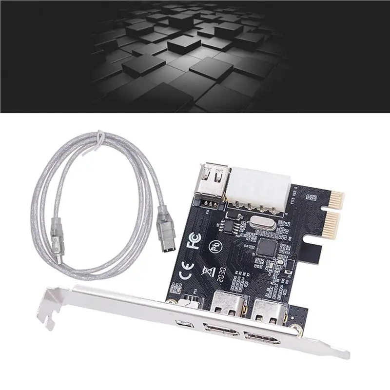 2X PCI-E 1X 1394 4 Port DV HD Video Capture Card Firewire Card 800/400/200/100Mbps Supports Hot-Swapping For Desktop