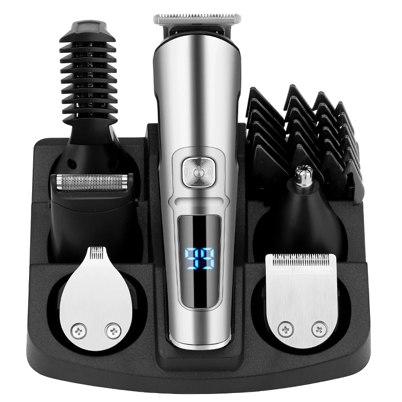 Professional 6 in 1 Waterproof Hair Clipper Multifunction Beard Hair Trimmer Electric Razor Grooming Kit Facial Nose Ear Trimmer