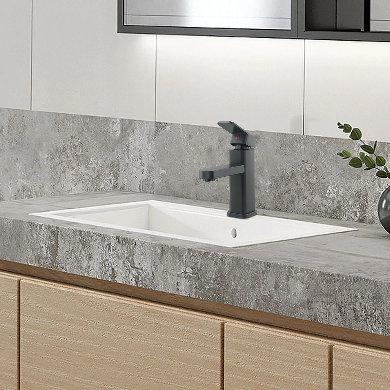 

Single Lever Bathroom Sink Mixer Tap Deck Mounted Basin Faucet with Chrome Coating Rust Resistant Waterfall Style