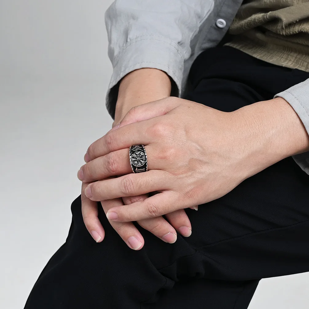 Men's Viking Runes Ring for Men Punk Vintage Stainless Steel Ring No-fading Jewelry