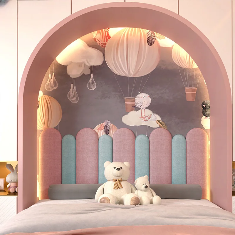 Tela De algodón y lino De arco Circular, cabecera De Cama, mueble De dormitorio iluminado 135, decoración para habitación De niños y sala De estar