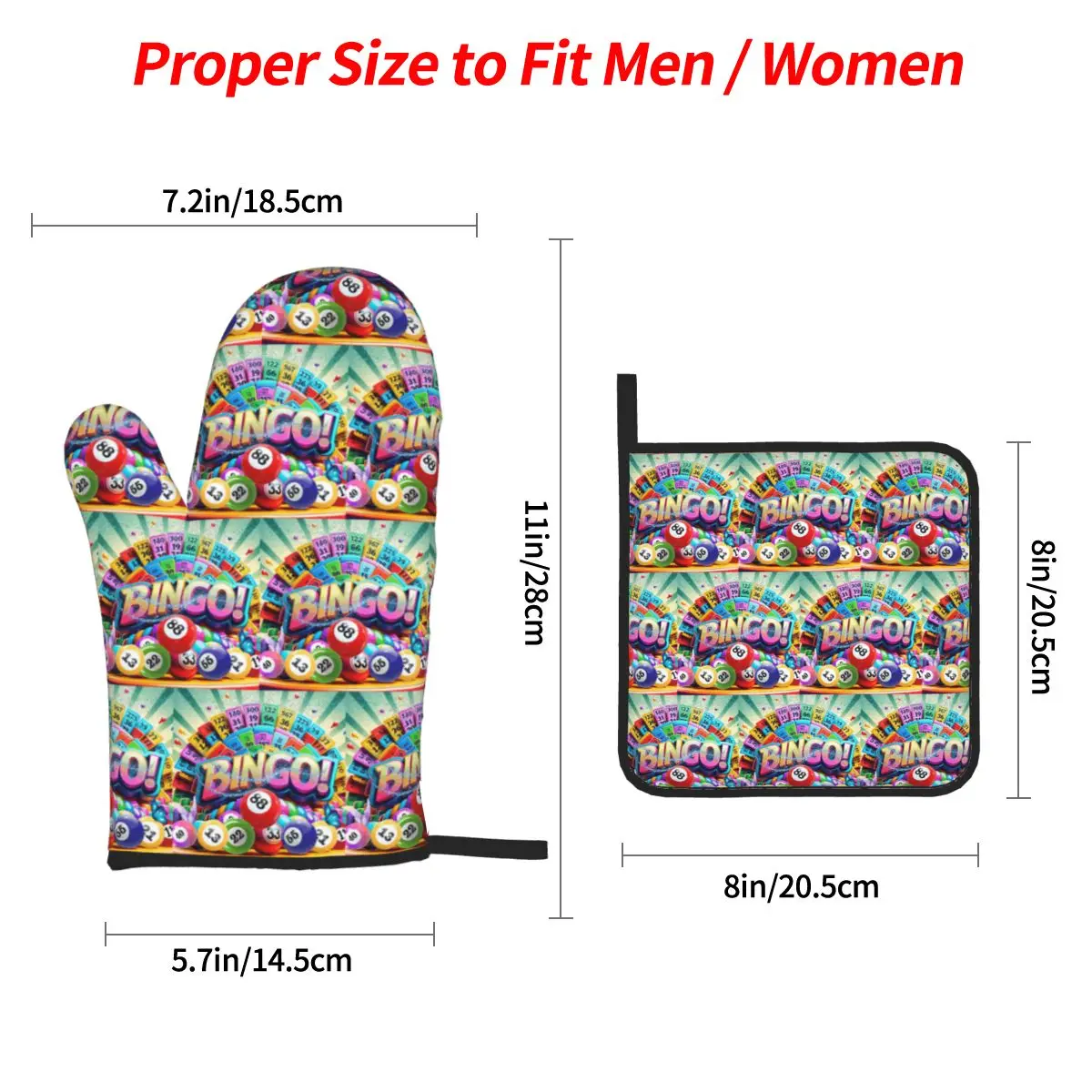 Best Play Bingo Game For Bingo Players Oven Mitts and Pot Holder Sets of 4 for Baking Cooking BBQ Resistant Non-Slip Gloves
