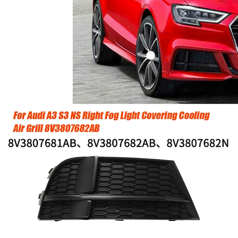 

Front Bumper Lower Grille Cover Honeycomb Bezel For A3 S3 M 2017-2019 Fog Light Honeycomb Frame-A02Q
