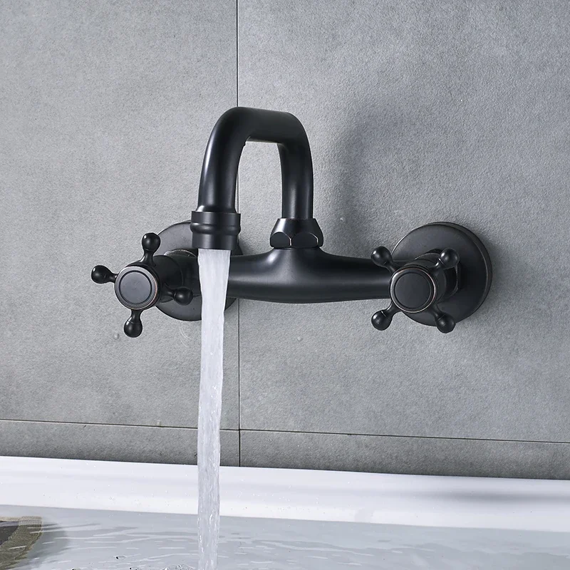 Antique  Bronze Bathroom Sink Basin Water Tap 360 Rotate Waterfall Spout Mixer Faucet