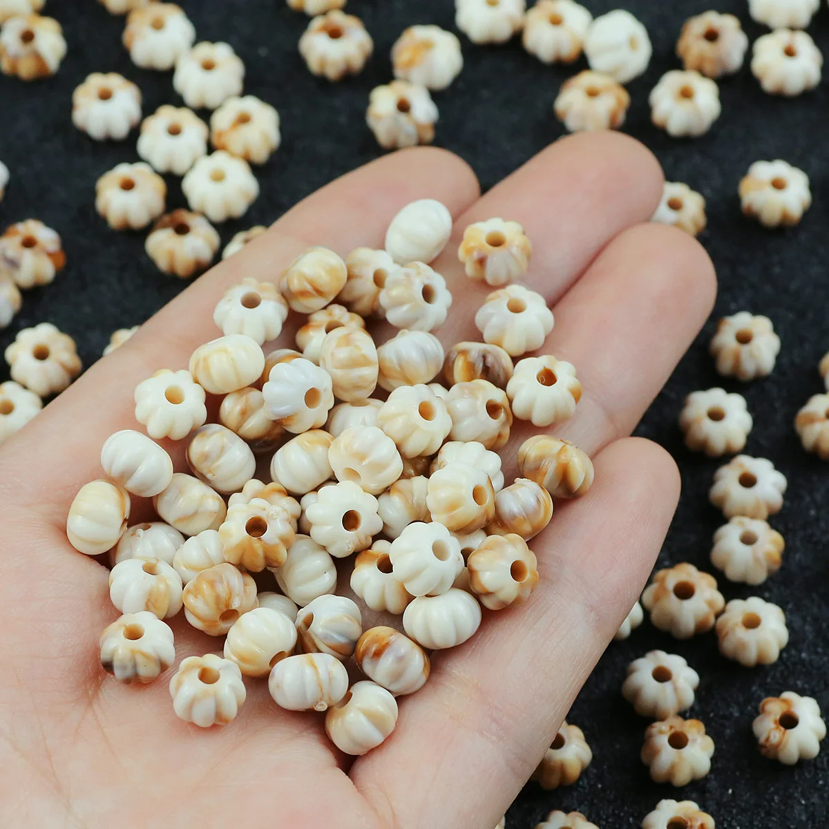 5×7mm 100pcs Acrylic Pumpkin Ball Beads Imitation Shell Round Loose Spacer Beads For Jewelry DIY Bracelet Earrings Accessories image 3