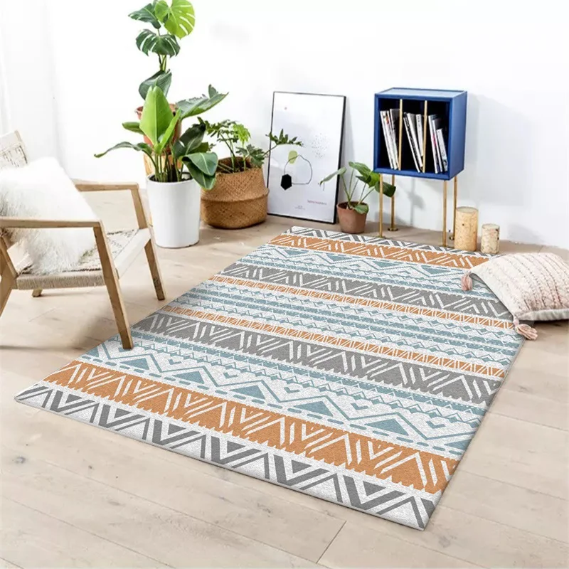 Fashion Mediterranean Geometric Ethnic Blue and Yellow Stripes Bedroom Living Room Door Mat Bedside Carpet Floor Mat vloerkleed