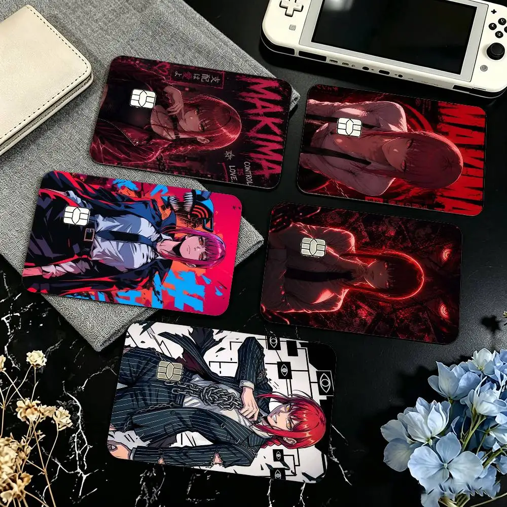 Anime C-Chainsaw Man M-Makima  Credit Card HD Stickers Game Card Decal Small Chip Waterproof Sticker Gift