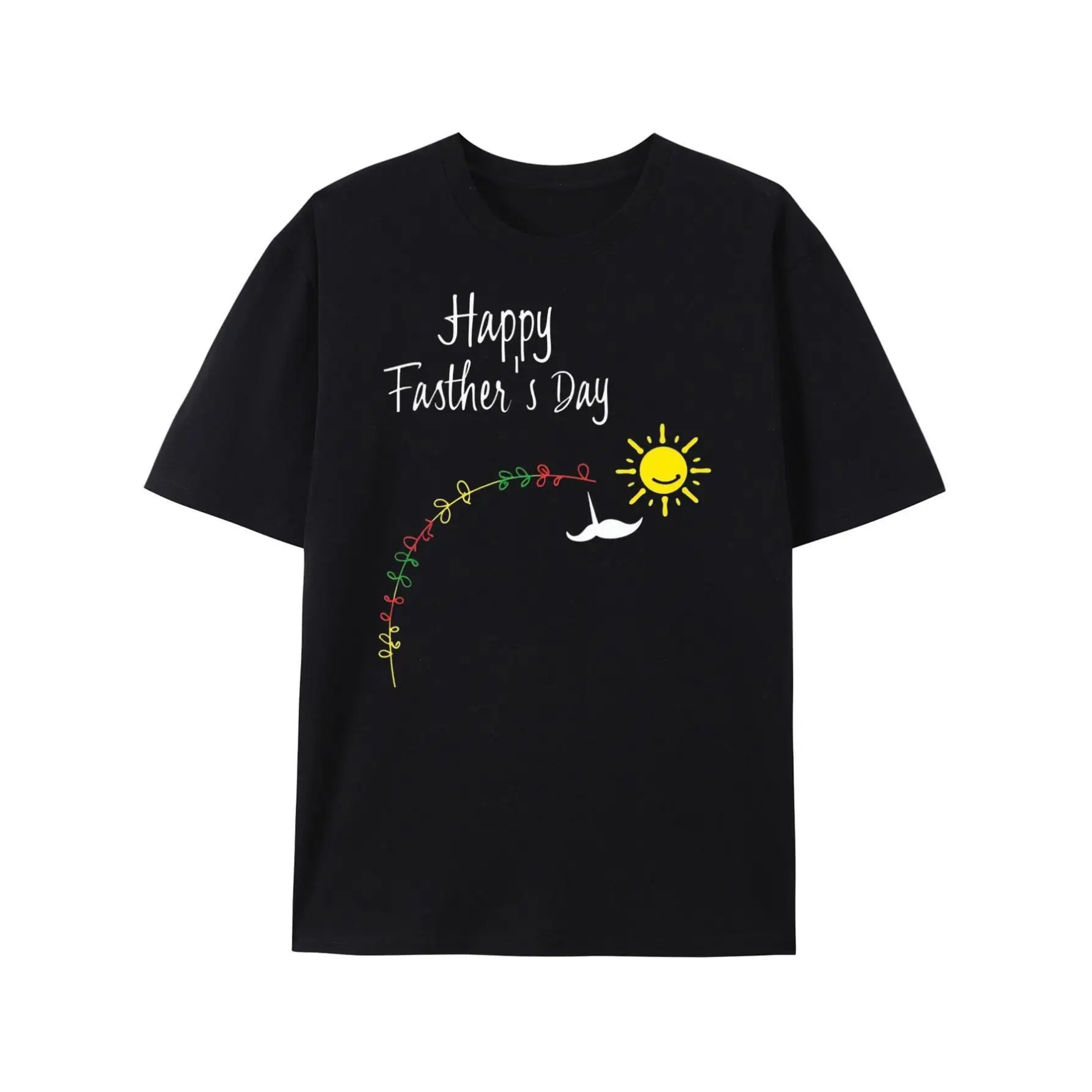 

Men Happy Father'S Day Mustache Sun Graphic Tee