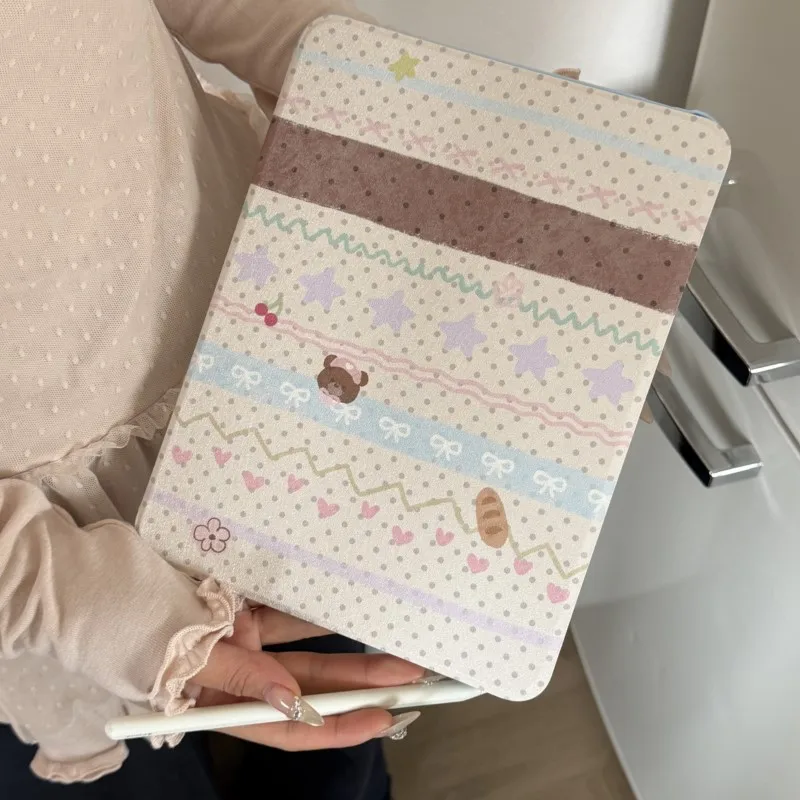 

Fair Isle Polka Dot Tablet Case For iPad Mini Air 2 3 4 5 6 7/Pro 9.7-11 (2018-2025)/7/8th 9th/10th Gen A16 2025 M2 M3 M4 Cover