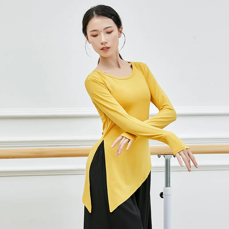 Dance practice suit long sleeved modern dance top adult diagonal suit classical dance Latin suit