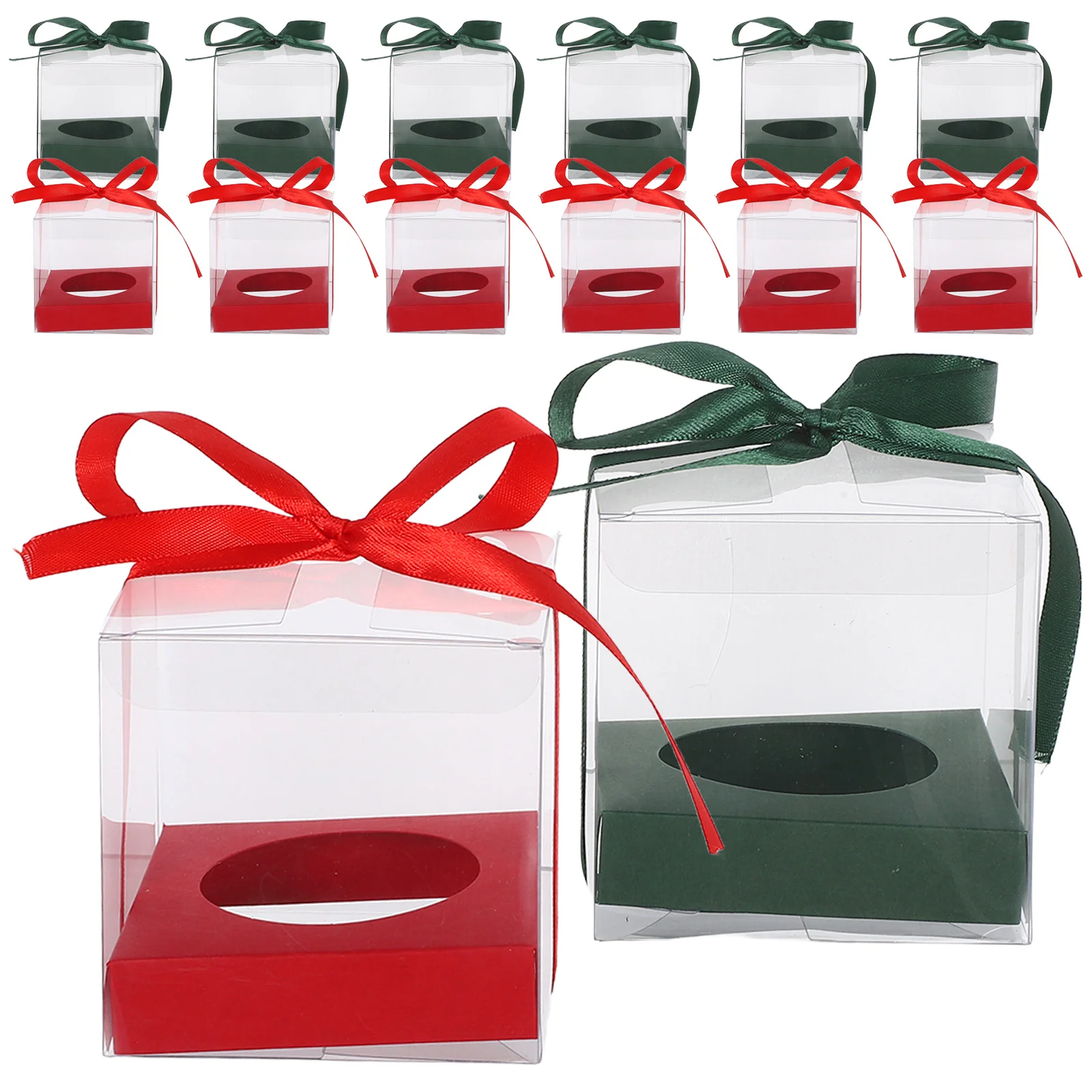 

24Pcs Transparent Cupcake Boxes Clear Single Cupcake Holders Mini Cake Containers Wedding Party Packaging Cake Case
