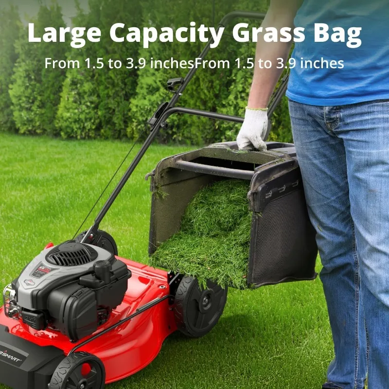 جزازة العشب بالغاز مقاس 21 بوصة مع محرك B&S، 3 في 1 (حقيبة/متعددة/تفريغ خلفي)، ذاتية الدفع، 6 ارتفاعات قطع، متينة #5