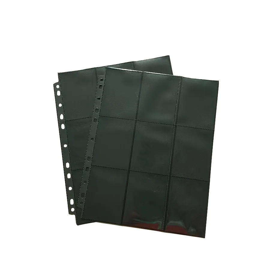 Imagem -05 - Black Trading Card Binder Páginas Carteira de Armazenamento Lado Dupla Face Carregando Pockets para 180 Game 9-pocket a4 10 Packs