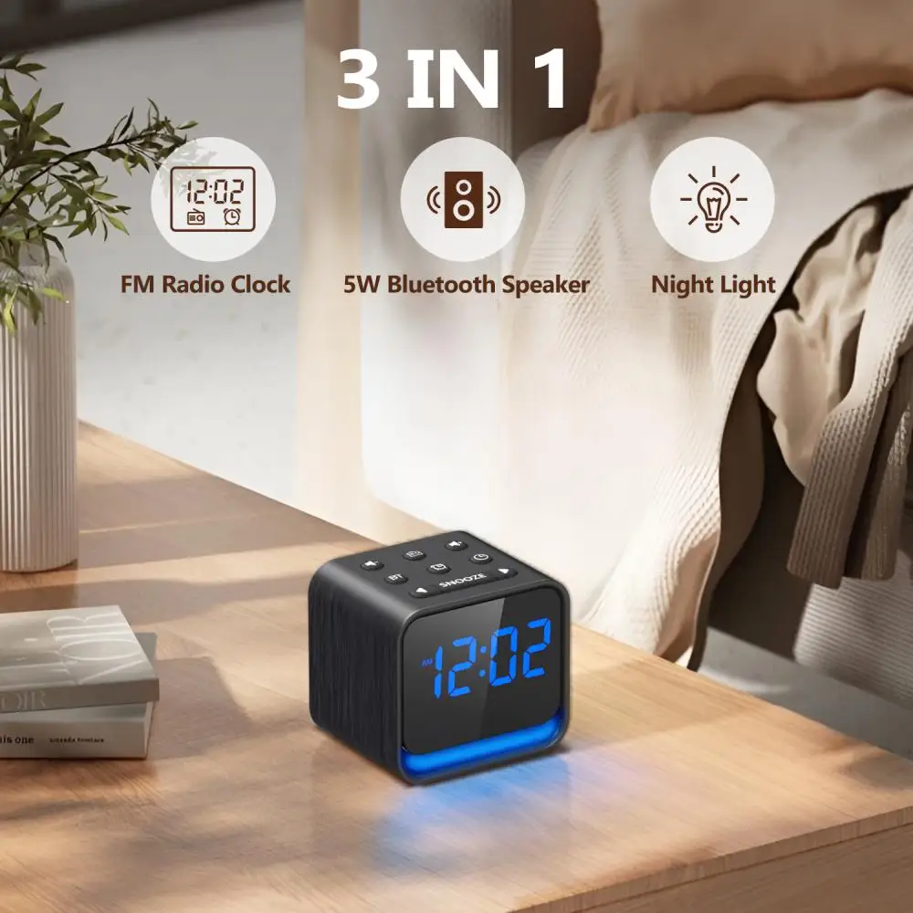 

KERCHAN Bluetooth Speaker Digital Clock FM Radio Nightlight,4 in 1 Desk Clock,9 Alarm Tones Table Clock,Sleep Timer Ideal Gifts