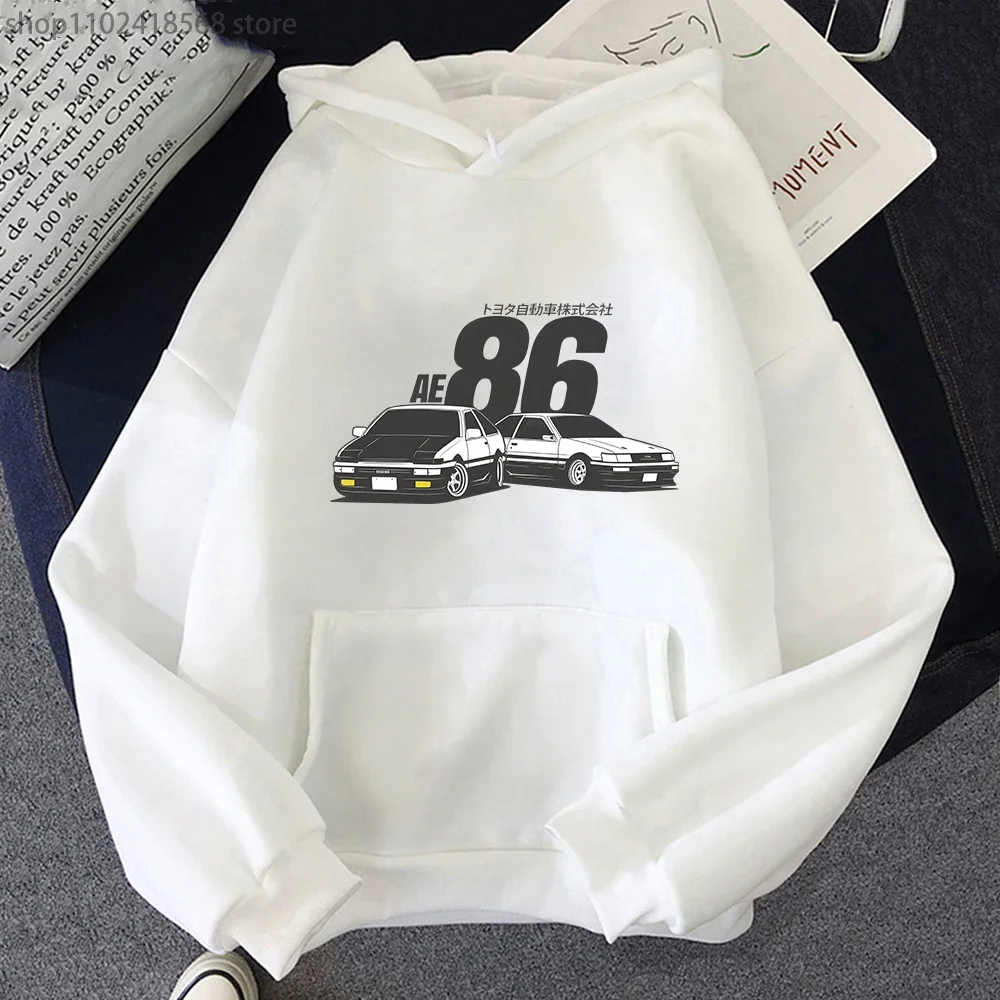 Initial D AE86 JDM-Sudadera con capucha para hombre y mujer, ropa de calle con estampado de letras de coche japonés, holgada, estilo Hip Hop, Anime