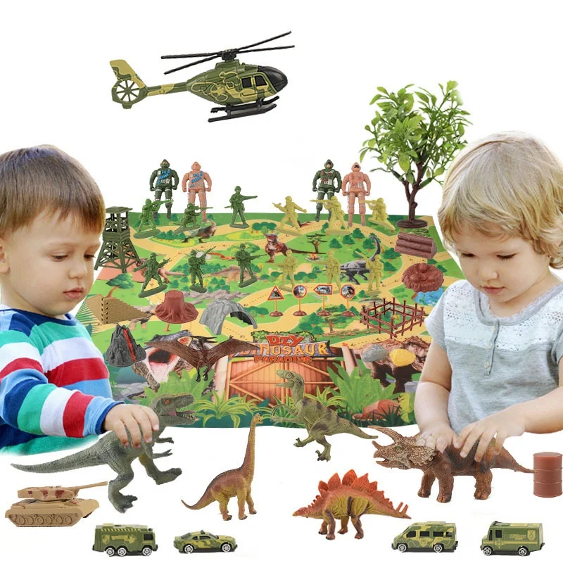 Dinosaur Toys Dinosaur Figures Children's Simulation Dinosaur Toy Set Non-Woven Dinosaur World Carpet Scene Model