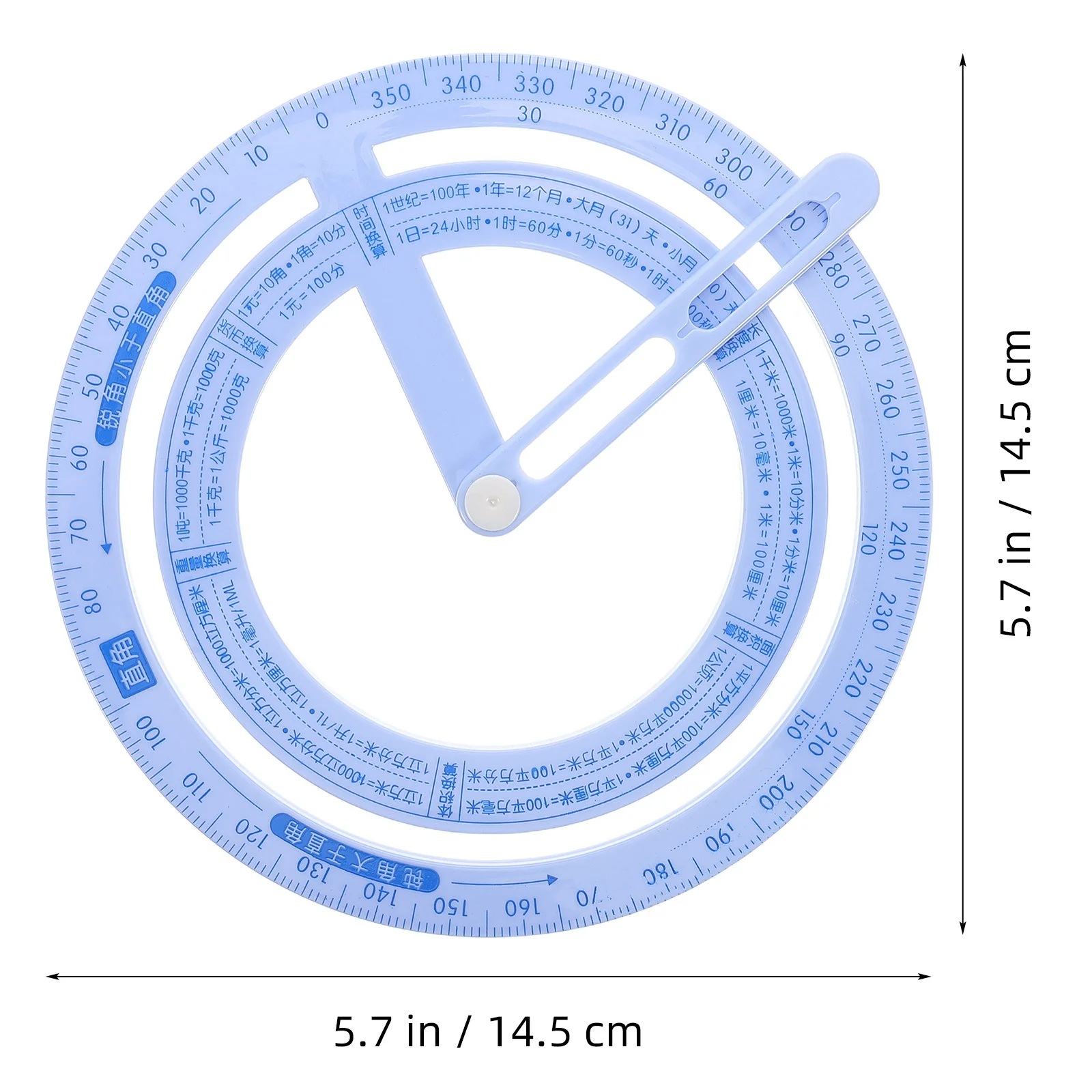 4Pcs Circular Protractor with 360 Degree Rotating Indicator Clear Engraved Scale Ruler for Accurate Angle Finding Drawing