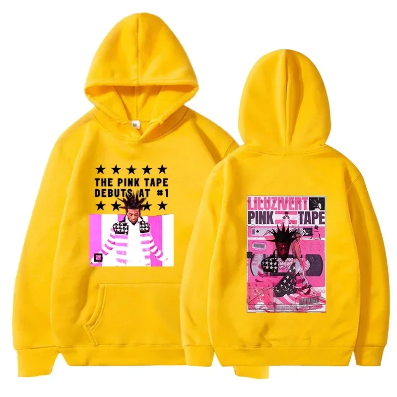 Rapper Lil Uzi Vert Pink Hoodie Tour Concert Fashion Sweatshirts Hip Hop Streetwear Harajuku Gifts For Fans