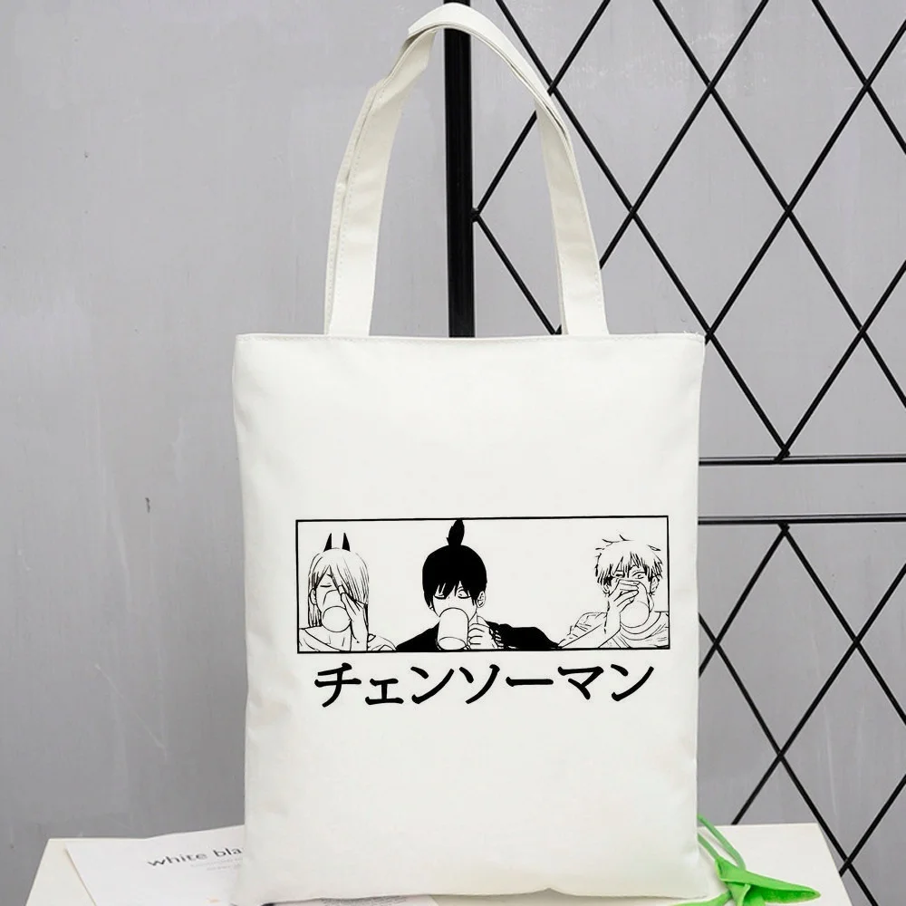Chainsaw Man tote bag totebag reusable canvas  sac cabas y2k femme