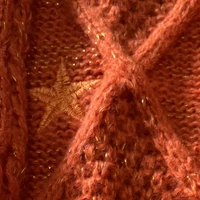Glittery TS Cardigan Women Orange Chunky Knit Sweater with Star Embroidery Gold Thread Showgirl Cardigan Tay Cardi TLOAS - Image 6