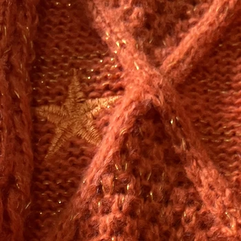Orange Star Cardigan 6 Glittery TS Cardigan Women Orange Chunky Knit Sweater with Star Embroidery Gold Thread Showgirl Cardigan Tay Cardi TLOAS 6