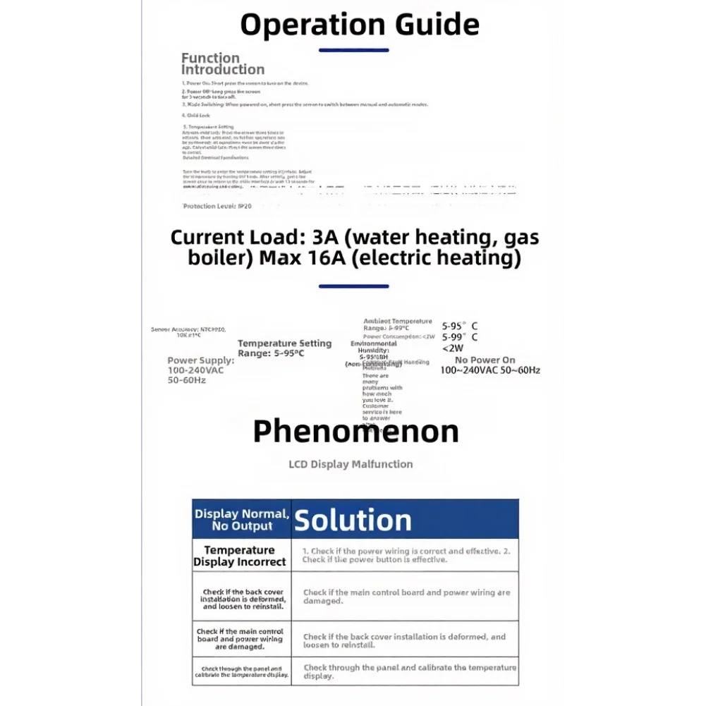 WIFI For Smart Thermostat Designed for Water Electric and Wall-Mounted Boiler Heating with 7-Day Customizable Scheduling