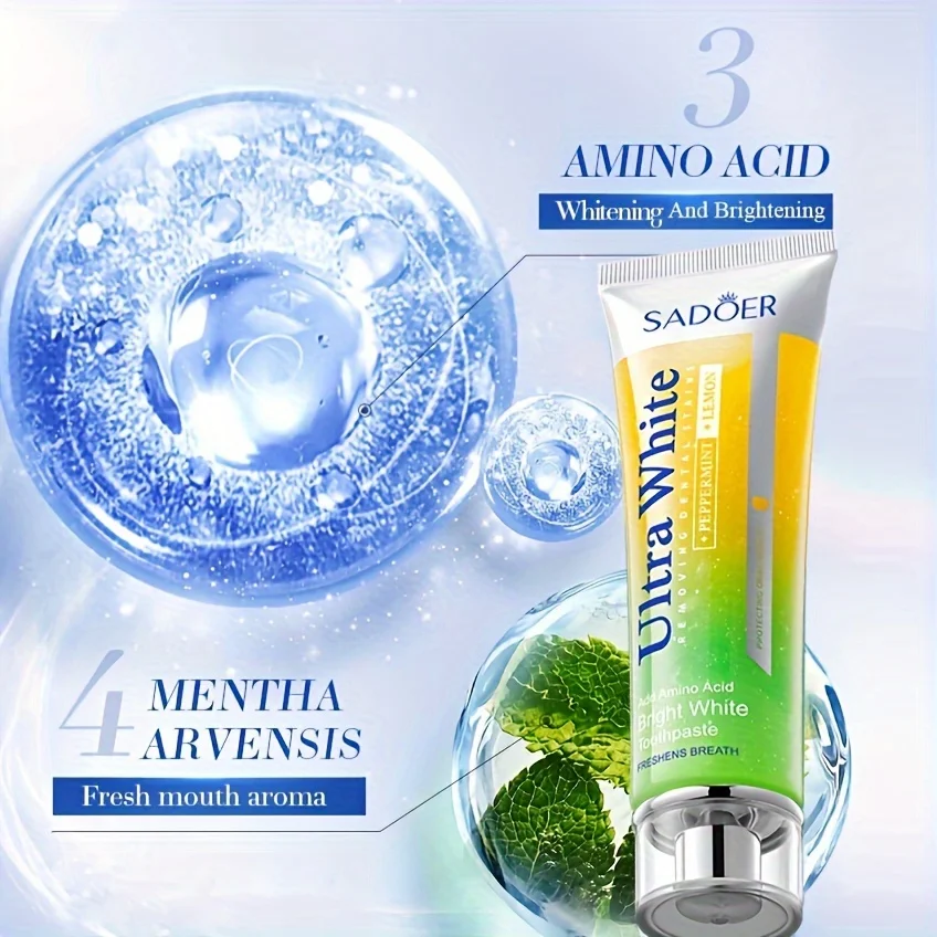 معجون أسنان مبيض بالليمون والنعناع لتنظيف الأسنان والنعناع والليمون معجون أسنان لتفتيح الأسنان منعش 100 جرام #5