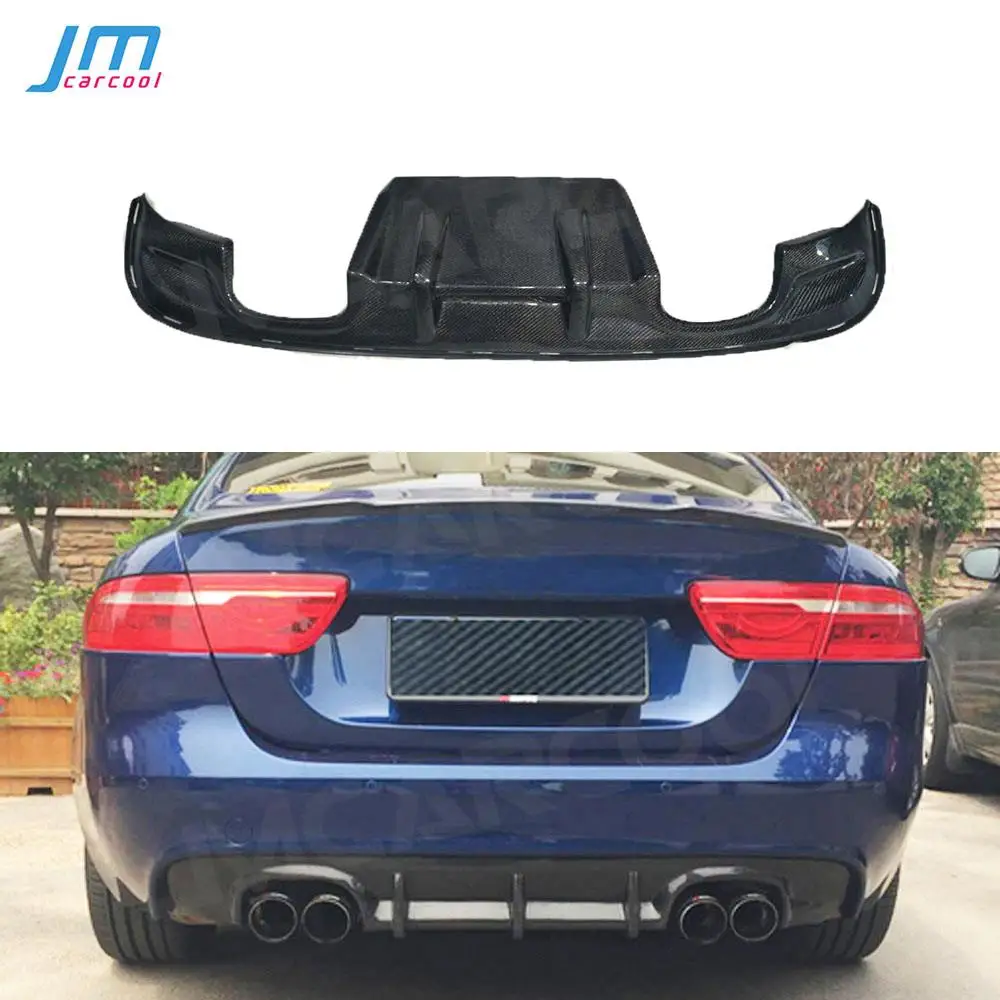 Carbon Fiber Rear Lip Diffuser For Jaguar XE Sedan 4-Door 2015 - 2017 FRP Four Outlet Bumper Diffuser Protector Car Styling