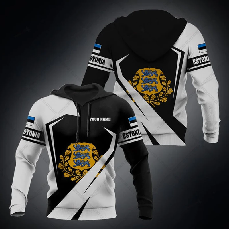 Повседневные толстовки унисекс с изображением щита Эстонии, свободный пуловер большого размера для мальчиков и девочек, уличная одежда, повседневная домашняя одежда