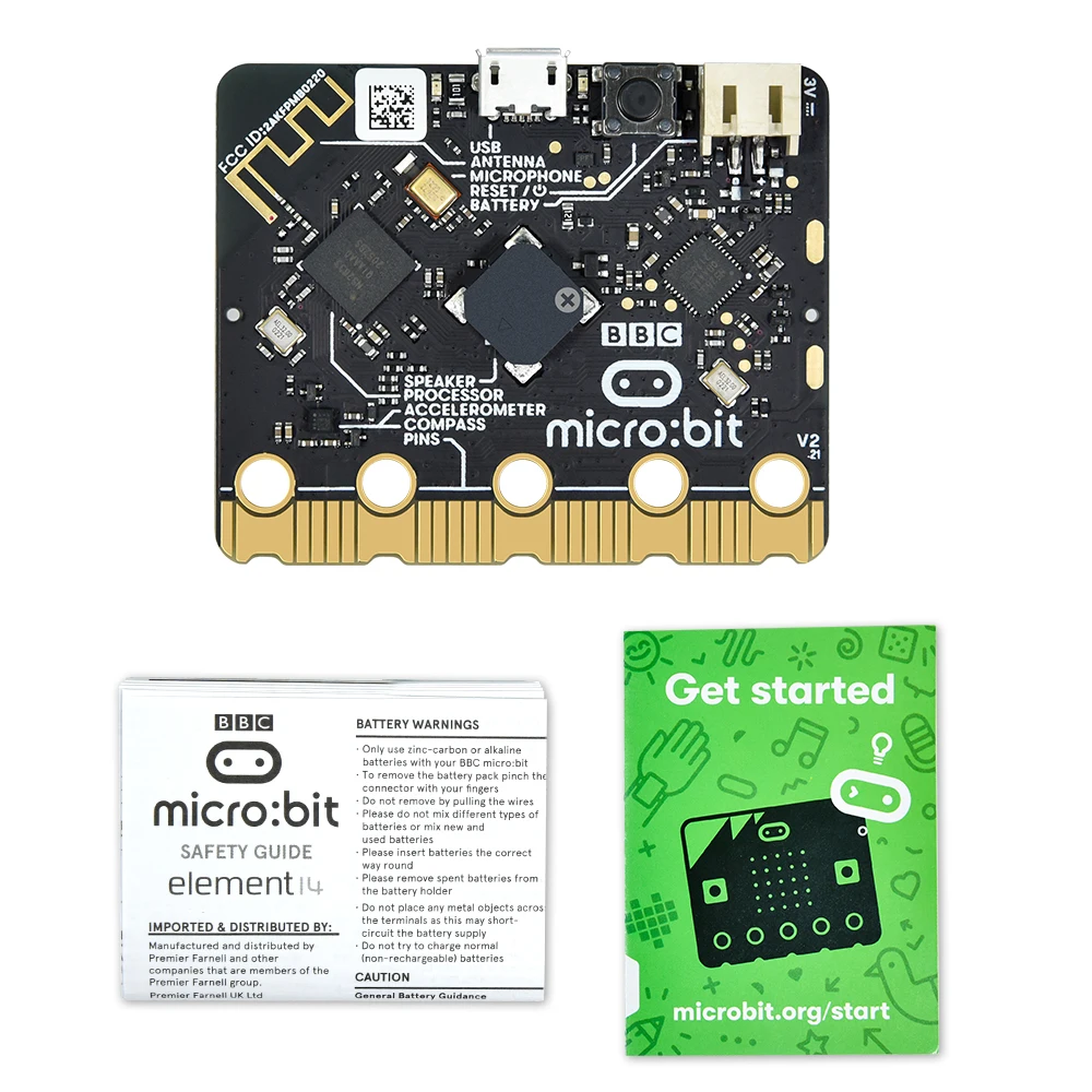 Placa de desarrollo Original BBC Micro Bit V2 Micro:Bit Go Kit, funda y soporte de batería para niños educación STEM programación Python