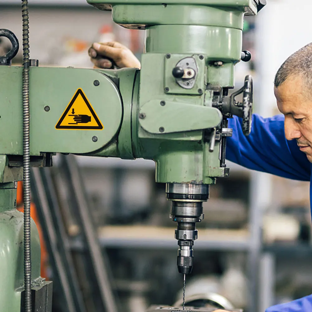 8pcs Safety Warning Stickers High Adhesion Clear Caution Labels Machinery Pinch Signs Self Adhesive Security Stickers For